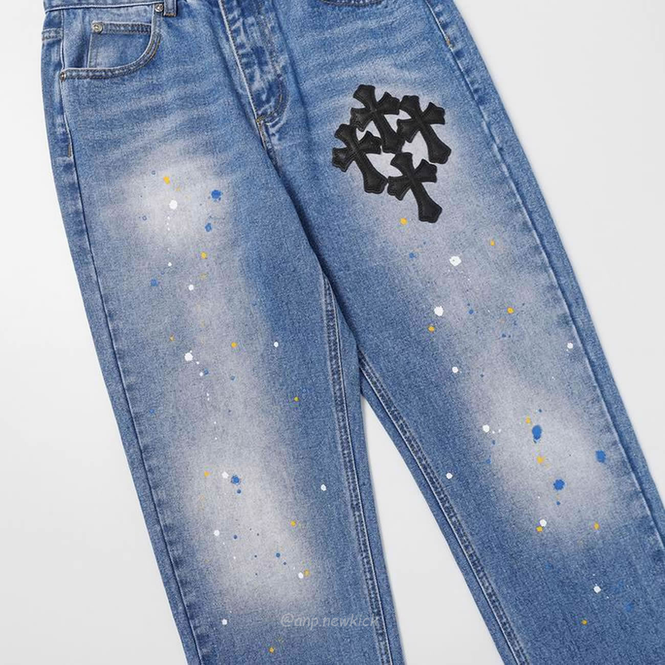 Chrome Hearts Blue Speckle Jeans Cross (3) - newkick.cc